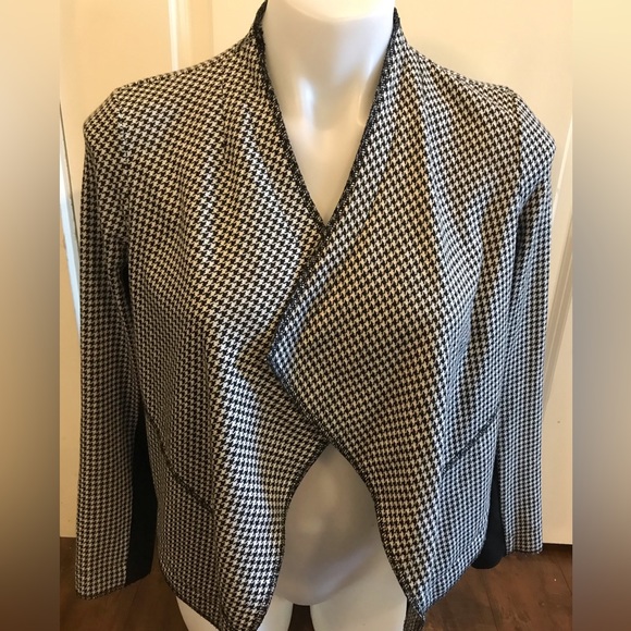 Contemporaine Houndstooth Open Face black White Blazer size 4 - Picture 2 of 9